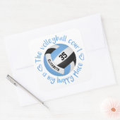 ブルーブラックバレーボールコートhappy placeタイポグラフィ スクエアシール (封筒)