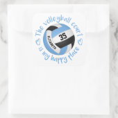 ブルーブラックバレーボールコートhappy placeタイポグラフィ スクエアシール (バッグ)