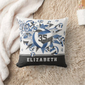 ブルーブラックバレーボールスターガーリースポーツデッキ クッション (ブランケット)