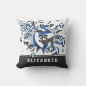 ブルーブラックバレーボールスターガーリースポーツデッキ クッション (正面)