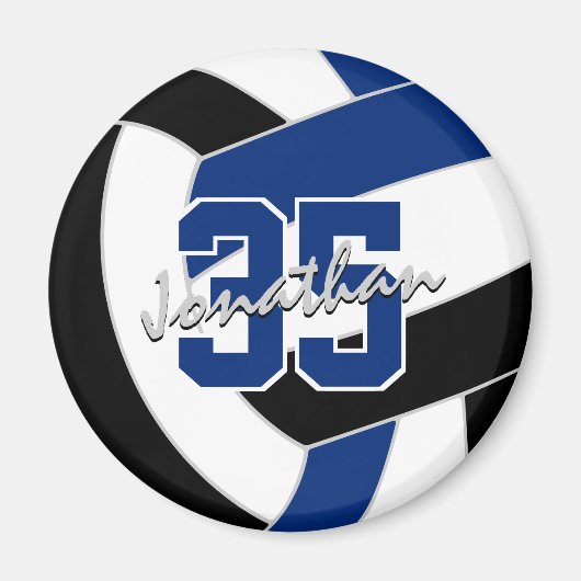 ブルーブラックバレーボールチームが贈り物を彩る マグネット (正面)