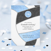 ブルーブラックバレーボールチームと女の子の誕生日 招待状