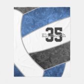 ブルーブラックバレーボール名前をカスタムするジャージー番号 フリースブランケット (正面)