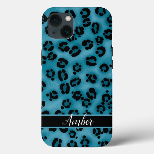 ブルーブラックヒョウ柄 オリジナル Case-Mate iPhoneケース (裏面)