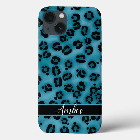 ブルーブラックヒョウ柄 オリジナル Case-Mate iPhoneケース (裏面)