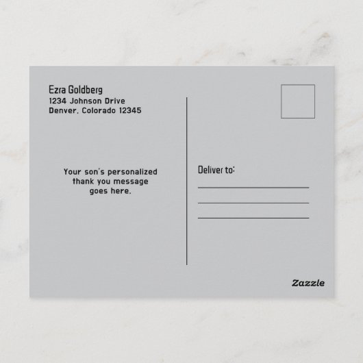 ブルーブラックビデオゲームゲーマーバー（ユダヤ教の）バル・ミツバーありがとう ポストカード (裏面)