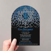 ブルーブラックビデオゲームゲーマーバー（ユダヤ教の）バル・ミツバー アクリル招待状 (インサイチュ (ポータブル))