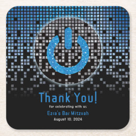 ブルーブラックビデオゲームゲーマーバー（ユダヤ教の）バル・ミツバー スクエアペーパーコースター