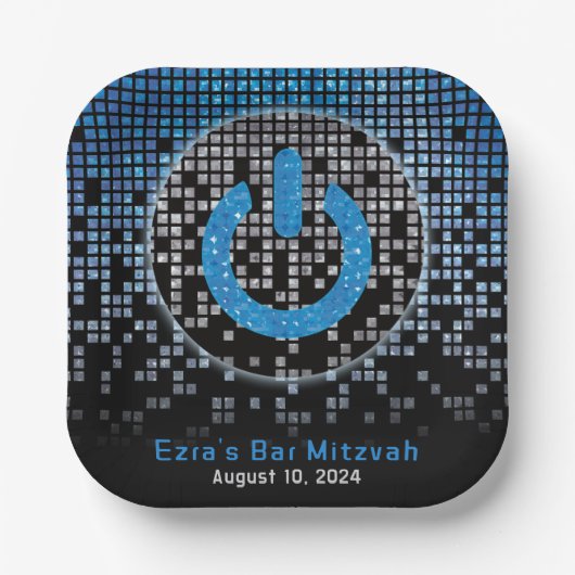 ブルーブラックビデオゲームゲーマーバー(ユダヤ教の)バル・ミツバー ペーパープレート (正面)