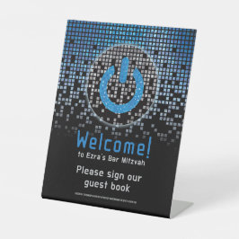 ブルーブラックビデオゲームゲーマーバー（ユダヤ教の）バル・ミツバー 台座サイン