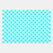 ブルーブラックピンクレトロチェス市松模様にパターン ラッピングペーパーシート (正面3)