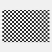 ブルーブラックピンクレトロチェス市松模様にパターン ラッピングペーパーシート (正面)