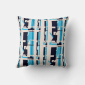 ブルーブラックベージュサウスウエストルックモザイク抽象芸術 クッション (裏面)