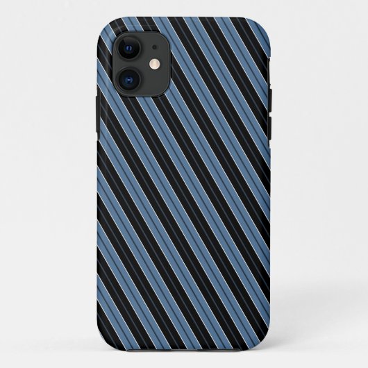 ブルーブラックホワイトの斜めストライプ Case-Mate iPhoneケース (裏面)