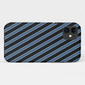 ブルーブラックホワイトの斜めストライプ Case-Mate iPhoneケース (裏面(横))