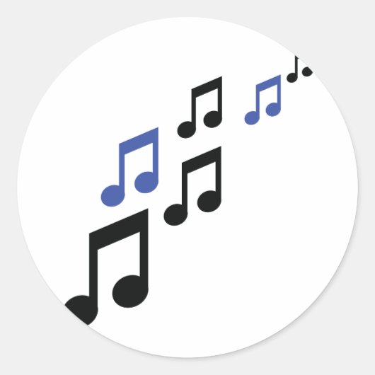 ブルーブラックミュージックノート ラウンドシール (正面)