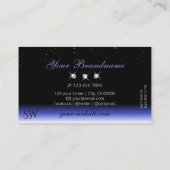 ブルーブラックモダンスパークルグラデーションダイヤモンドイニシャル 名刺 (裏面)