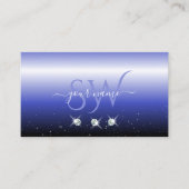 ブルーブラックモダンスパークルグラデーションダイヤモンドイニシャル 名刺 (正面)