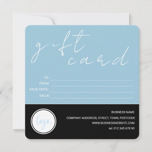 ブルーブラックモダンビジネスロゴ顧客ギフトカード (正面)