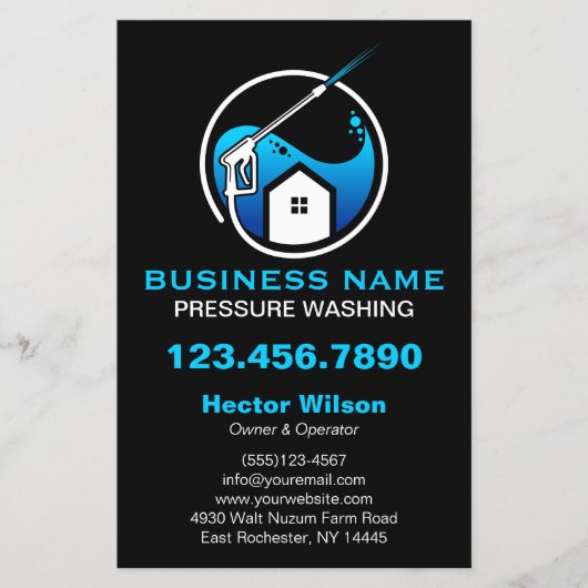 ブルーブラックモダン洗圧洗浄 チラシ (正面)