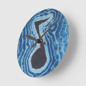 ブルーブラックラブミュージックノート絞り染め ラウンド壁時計 (傾斜)