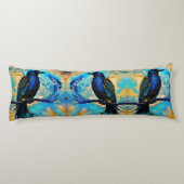 ブルーブラックレイベン、ブルーと金ゴールド抽象芸術 ボディピロー (裏面)