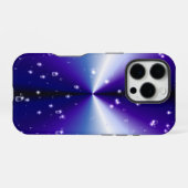 ブルーブラックレインボーに星が咲く雨滴 iPhoneケース (裏面横)