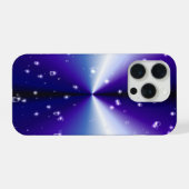ブルーブラックレインボーに星が咲く雨滴 iPhoneケース (裏面横)