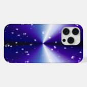 ブルーブラックレインボーに星が咲く雨滴 iPhoneケース (裏面横)