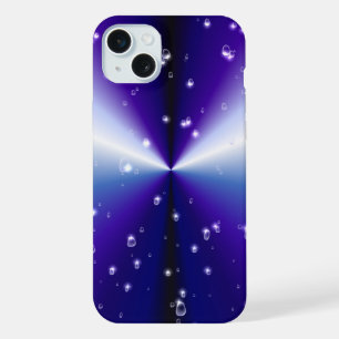 ブルーブラックレインボーに星が咲く雨滴 iPhone 15 PLUSケース