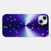 ブルーブラックレインボーに星が咲く雨滴 iPhoneケース (裏面横)