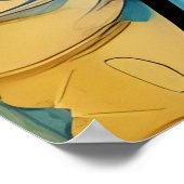 ブルーブラックレイヴンオンブルーと金ゴールド抽象芸術 ポスター (角)