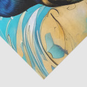 ブルーブラックレイヴンオンブルーと金ゴールド抽象芸術 薄葉紙 (詳細)