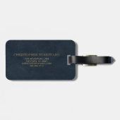 ブルーブラックレザーフェイク金ゴールドサークルモノグラム ラゲッジタグ (裏面横)