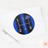 ブルーブラックレースストライプシフトノブステッカー ラウンドシール (封筒)