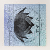 ブルーブラックロータス忍耐力レジリエンスフローラシンボル ジグソーパズル (横)