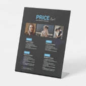 ブルーブラック写真モダンサービス料金表 台座サイン (正面)