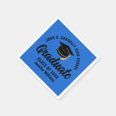 ブルーブラック卒業パーソナライズされた会 スタンダードカクテルナプキン (角)