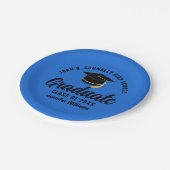 ブルーブラック卒業パーソナライズされた会 ペーパープレート (アングル)