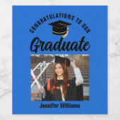 ブルーブラック卒業パーソナライズされた会 ワインラベル (シングルラベル)