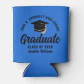 ブルーブラック卒業パーソナライズされた会 缶クーラー (正面)