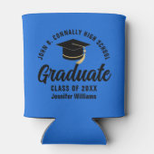 ブルーブラック卒業パーソナライズされた会 缶クーラー (裏面)