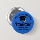 ブルーブラック大学院カスタム卒業名タグ 缶バッジ (正面&裏面)