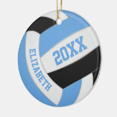 ブルーブラック女子ボーズスポーツキープサバレーボール セラミックオーナメント (左)