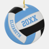 ブルーブラック女子ボーズスポーツキープサバレーボール セラミックオーナメント (裏面)