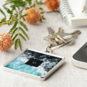 ブルーブラック海ウェーブズハワイモノグラム キーホルダー (側面)