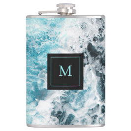 ブルーブラック海ウェーブズハワイモノグラム フラスク
