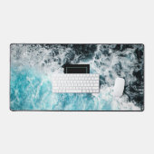 ブルーブラック海波モノグラム デスクマット (キーボード&マウス)