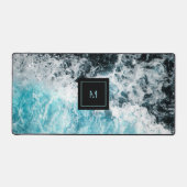 ブルーブラック海波モノグラム デスクマット (正面)