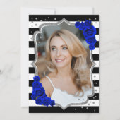 ブルーブラック王室のシルバーフォト50誕生日 招待状 (裏面)